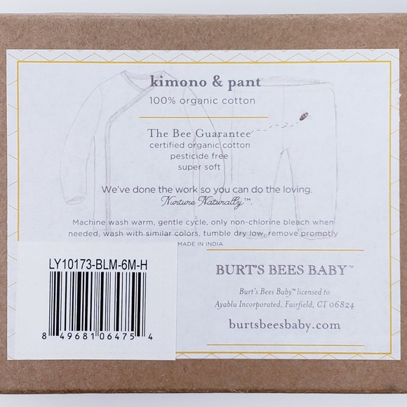 BURT'S BEES Kimono Shirt & Pants Organic Cotton - Picture 4 of 8